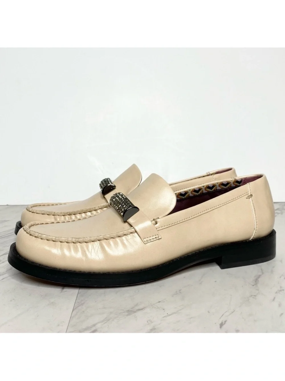 Franco Sarto Lizzy Tan Faux Leather Sparkle Loafer 8M